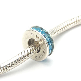 CHAMILIA Spark Sterling Silver Charm Bead With Blue SWAROVSKI Crystal