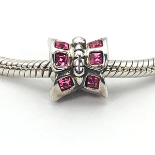 CHAMILIA Sterling Silver Butterfly Charm Bead With Pink SWAROVSKI Crystal