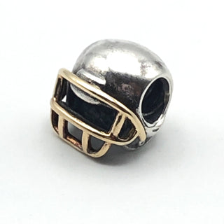 PANDORA NFL Helmet Sterling Silver Charm With 14K Gold Football Helmet Sports Bead
