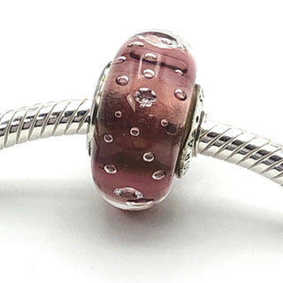 PANDORA Purple Effervescence Sterling Silver Murano Glass Bead Charm With Clear Zirconia