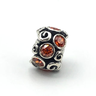 PANDORA Orange Primrose Path Sterling Silver Charm With Orange Zirconia