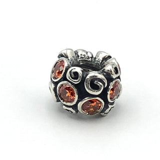 PANDORA Orange Primrose Path Sterling Silver Charm With Orange Zirconia