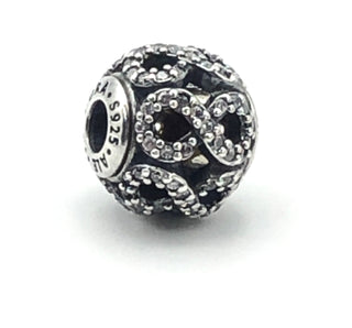 Pandora ESSENCE Dedication Sterling Silver Charm Infinity Bead With Clear Zirconia