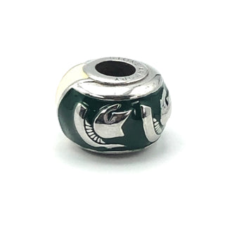 STONE ARMORY Michigan State Spartan Charm Bead Green And Stainless Steel
