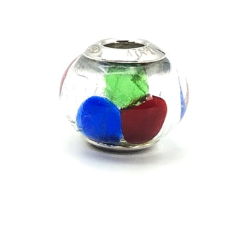 Multi Color Italian Murano Glass Charm With Sterling Silver Core