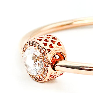 Pandora Rose Radiant Hearts 14K Rose Gold Plated Sparkling Clear Zirconia Charm