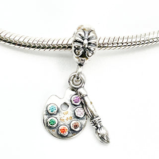 Pandora Artist's Palette Sterling Silver Dangle Charm With Colored Zirconia