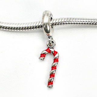 Pandora Candy Cane Sterling Silver Christmas Dangle Charm With Red Enamel