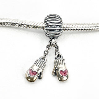 Pandora Winter Mittens Sterling Silver Dangle Charm With Red Enamel