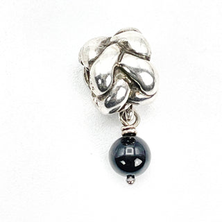 PANDORA Onyx Braid Sterling Silver Dangle Charm