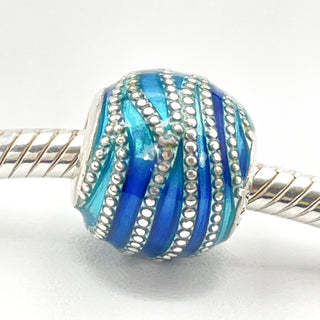 PANDORA Blue Wave Sterling Silver Charm Bead