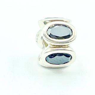 PANDORA Black Oval Lights Sterling Silver Charm With Black Zirconia
