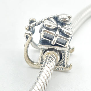 PANDORA Dashing Through The Snow Sterling Silver And 14K Gold Sleigh Charm Christmas Bead