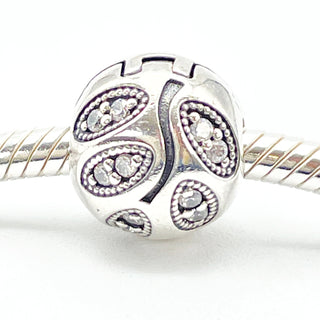 PANDORA Sparkling Leaves Sterling Silver Clip Charm With Clear Zirconia