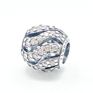 PANDORA Winter Wisp Pave Sterling Silver Charm With Clear Pave Zirconia
