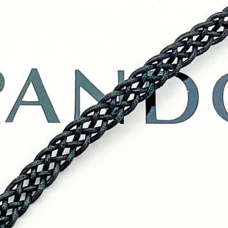 PANDORA Adjustable Black Woven Choker Sterling Silver & Cotton Necklace 590543CBK-32 - Retired