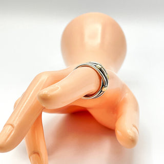 PANDORA Silver Rope Wide Band Size 9 Ring With 14K Gold
