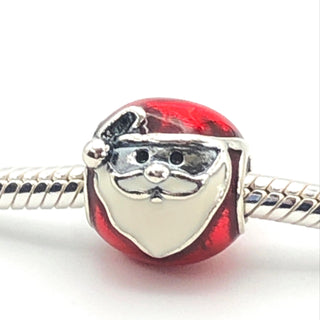PANDORA Santa Claus Sterling Silver Charm With Red And White Enamel