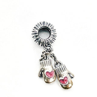 Pandora Winter Mittens Sterling Silver Dangle Charm With Red Enamel