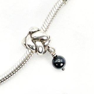 PANDORA Onyx Braid Sterling Silver Dangle Charm