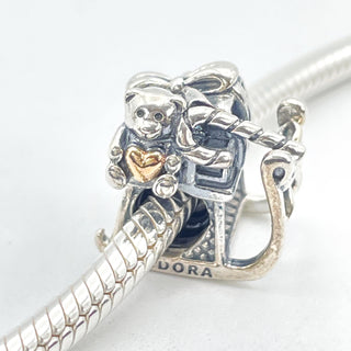 PANDORA Dashing Through The Snow Sterling Silver And 14K Gold Sleigh Charm Christmas Bead