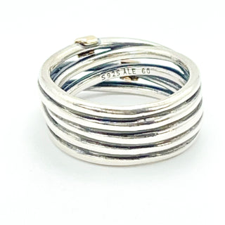 PANDORA Silver Rope Wide Band Size 9 Ring With 14K Gold