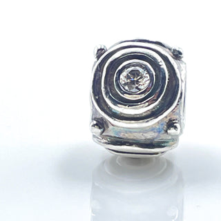 PANDORA Concentric Circles Sterling Silver Charm With Clear Cubic Zirconia