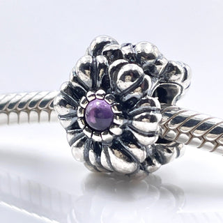 PANDORA February Birthday Blooms Sterling Silver Charm With Amethyst