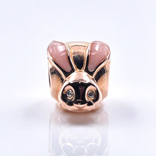 Pandora Rose™ Cute Bunny Rabbit 14K Rose Gold Plated Charm With Pink Enamel And Clear Zirconia