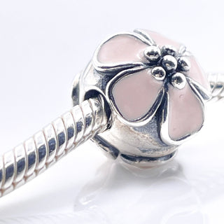 PANDORA Cherry Blossom Sterling Silver Clip Charm With Pink Enamel