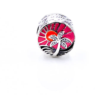PANDORA Tropical Sunset Sterling Silver Palm Tree Charm With Orange And Pink Enamel