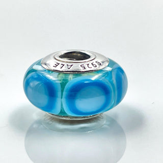 PANDORA Blue Murano Stepping Stones Sterling Silver Murano Glass Charm
