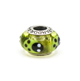 PANDORA Green Lady Bugs Murano S925 ALE Sterling Silver Charm