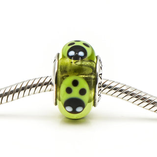 PANDORA Green Lady Bugs Murano S925 ALE Sterling Silver Charm