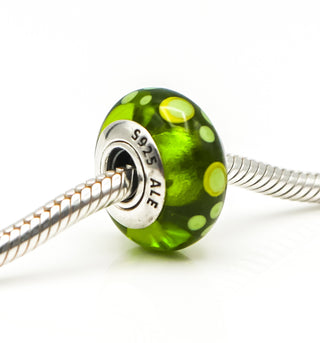 Pandora Green Bubbles Murano Glass Sterling Silver Charm Bead