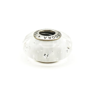 PANDORA Clear Effervescence Murano Glass Sterling Silver Charm Bead With Clear Zirconia