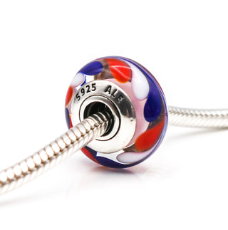 PANDORA All American Murano Glass Sterling Silver Charm Bead