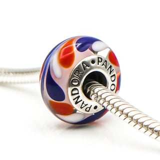 PANDORA All American Murano Glass Sterling Silver Charm Bead