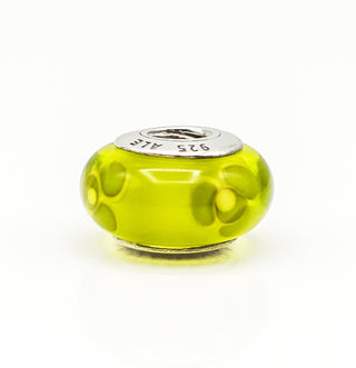 PANDORA Flowers For You Lime Murano Glass Sterling Silver Charm Bead