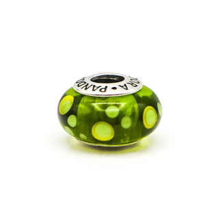 Pandora Green Bubbles Murano Glass Sterling Silver Charm Bead