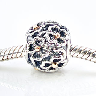 PANDORA Evening Floral Sterling Silver Charm With 14K Gold