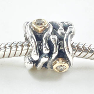 PANDORA Funny Bones Sterling Silver Charm With 14K Gold And Natural Diamonds