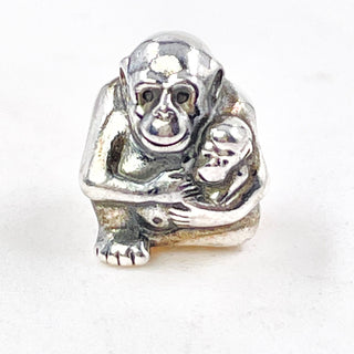 PANDORA Monkey Family Sterling Silver Charm Chimp Family Monkey Animal Bead