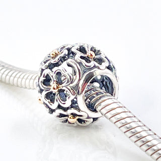 PANDORA Evening Floral Sterling Silver Charm With 14K Gold