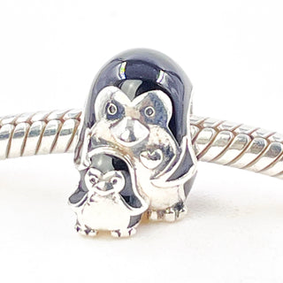 PANDORA Penguin Family Sterling Silver Charm With Black And White Enamel