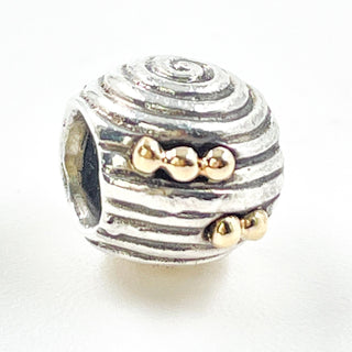 PANDORA Ebb And Flow Sterling Silver Charm With 14K Gold 790306 - Retired