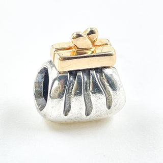PANDORA Purse With Gold Clutch Sterling Silver Charm