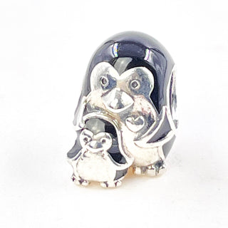PANDORA Penguin Family Sterling Silver Charm With Black And White Enamel