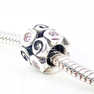 PANDORA Swirlies With Pink CZ Sterling Silver Charm With Pink Zirconia