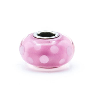 TROLLBEADS Summer Dot Bead Pink Glass Sterling Silver Charm by Designer Lise Aagaard